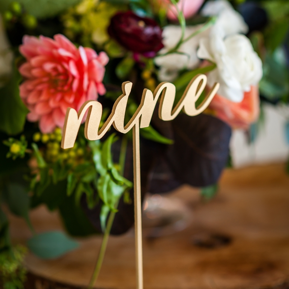 Custom Wooden Gold Table Number Stands 1 - 10